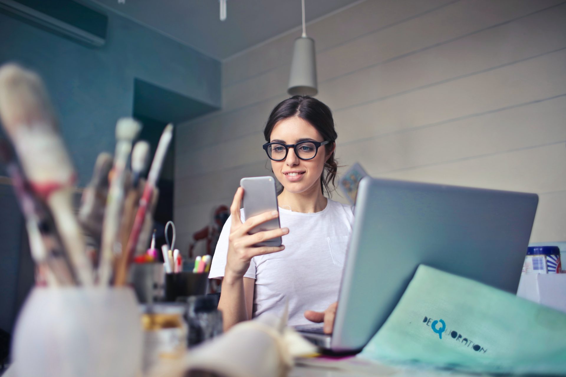 Woman enjoying her Flexible Benefits on phone by Bruce Mars