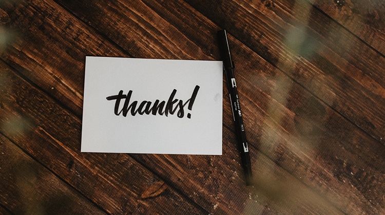 thank you note and pen