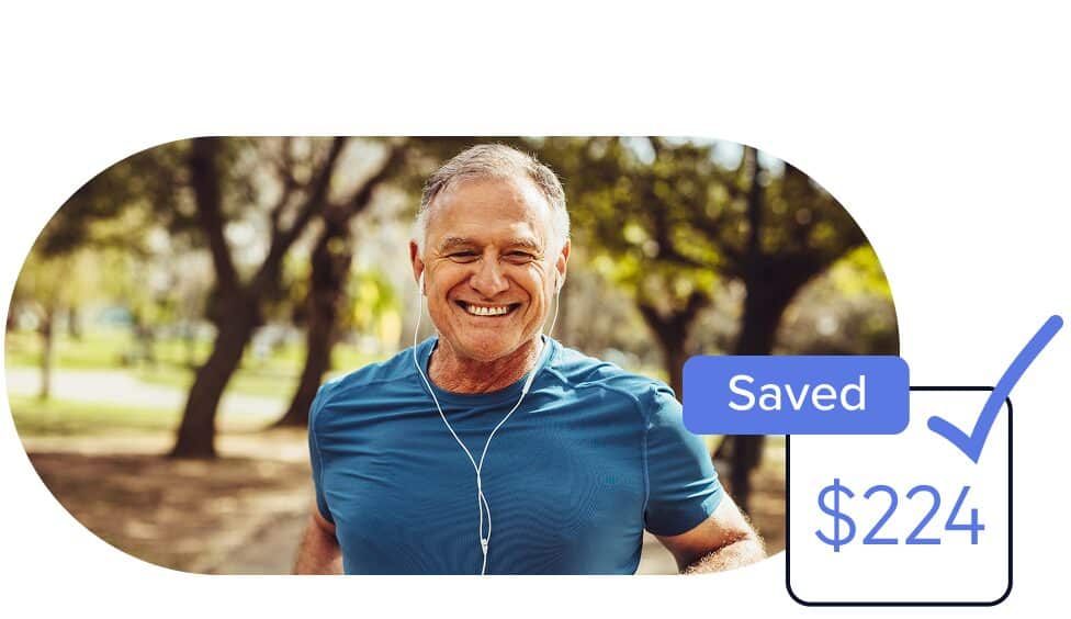 Old man running with earphones